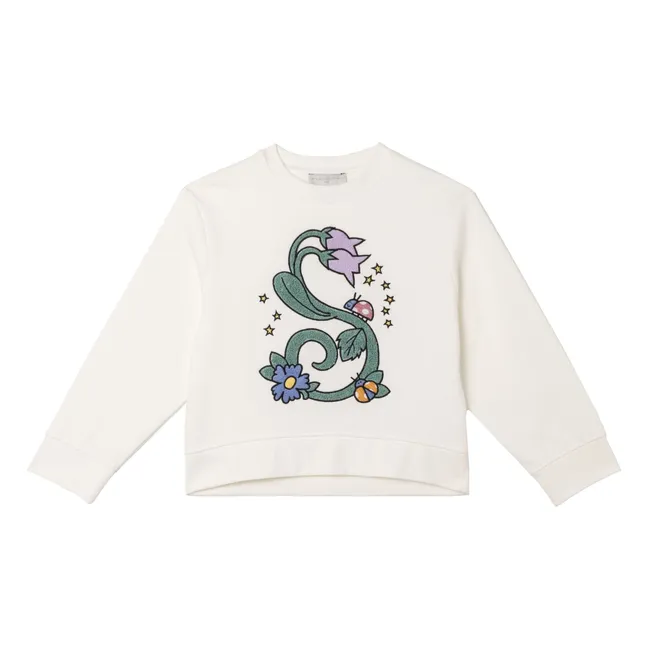 Sudadera de flores de algodón ecológico | Marfil