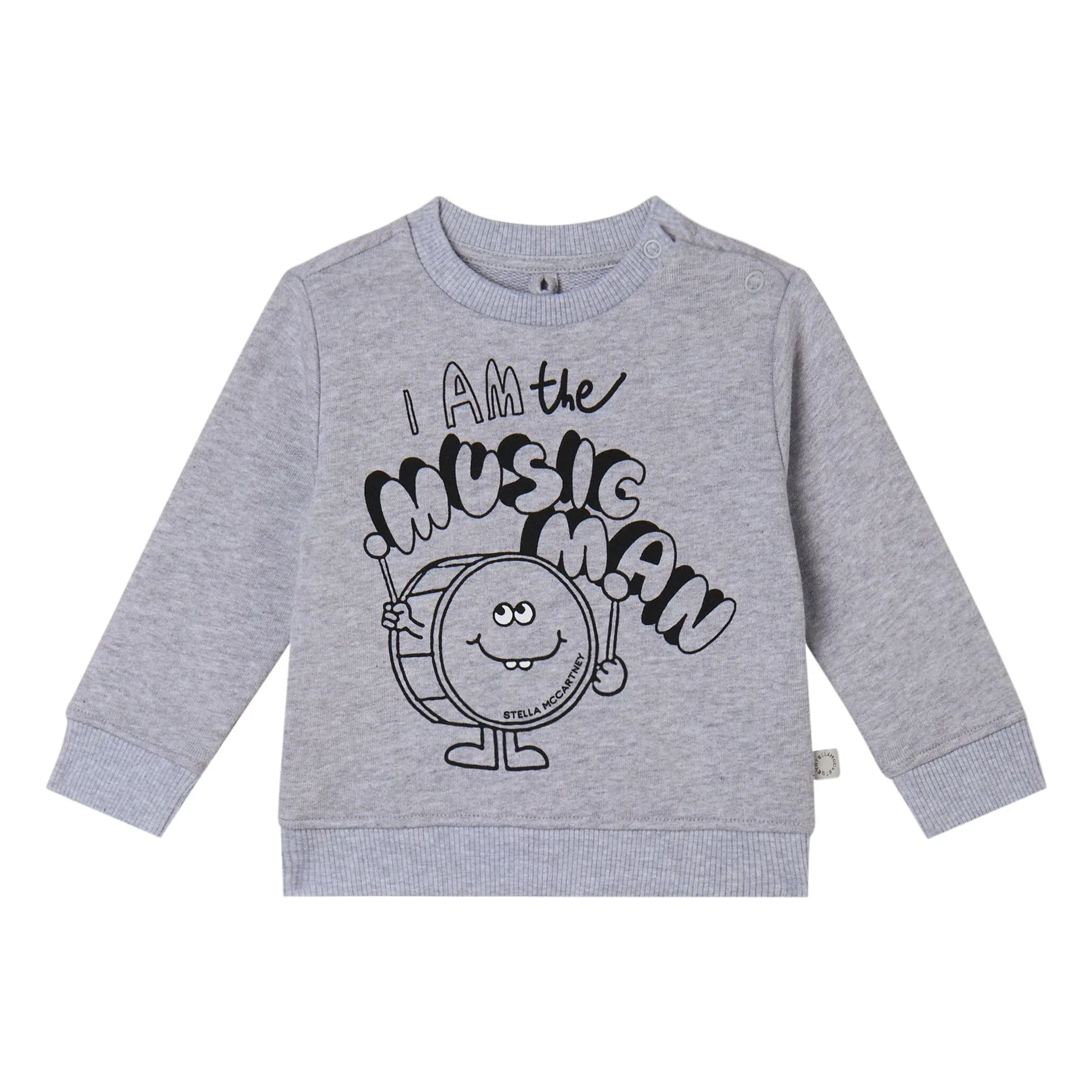 Stella Mccartney Kids Grey I Am The Music Man Sweatshirt Organic Cotton