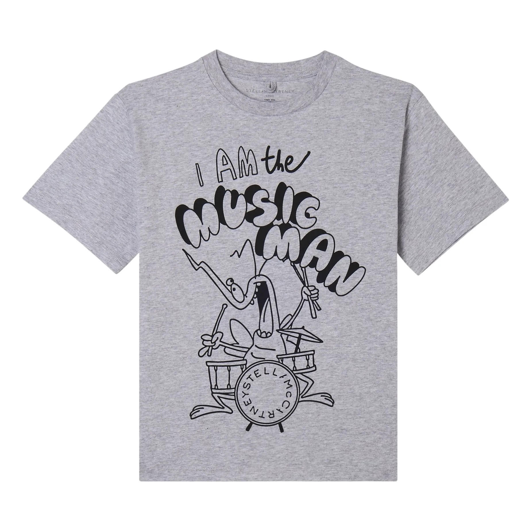 Stella Mccartney Kids Boys Grey I Am The Music Man T-Shirt Organic Cotton