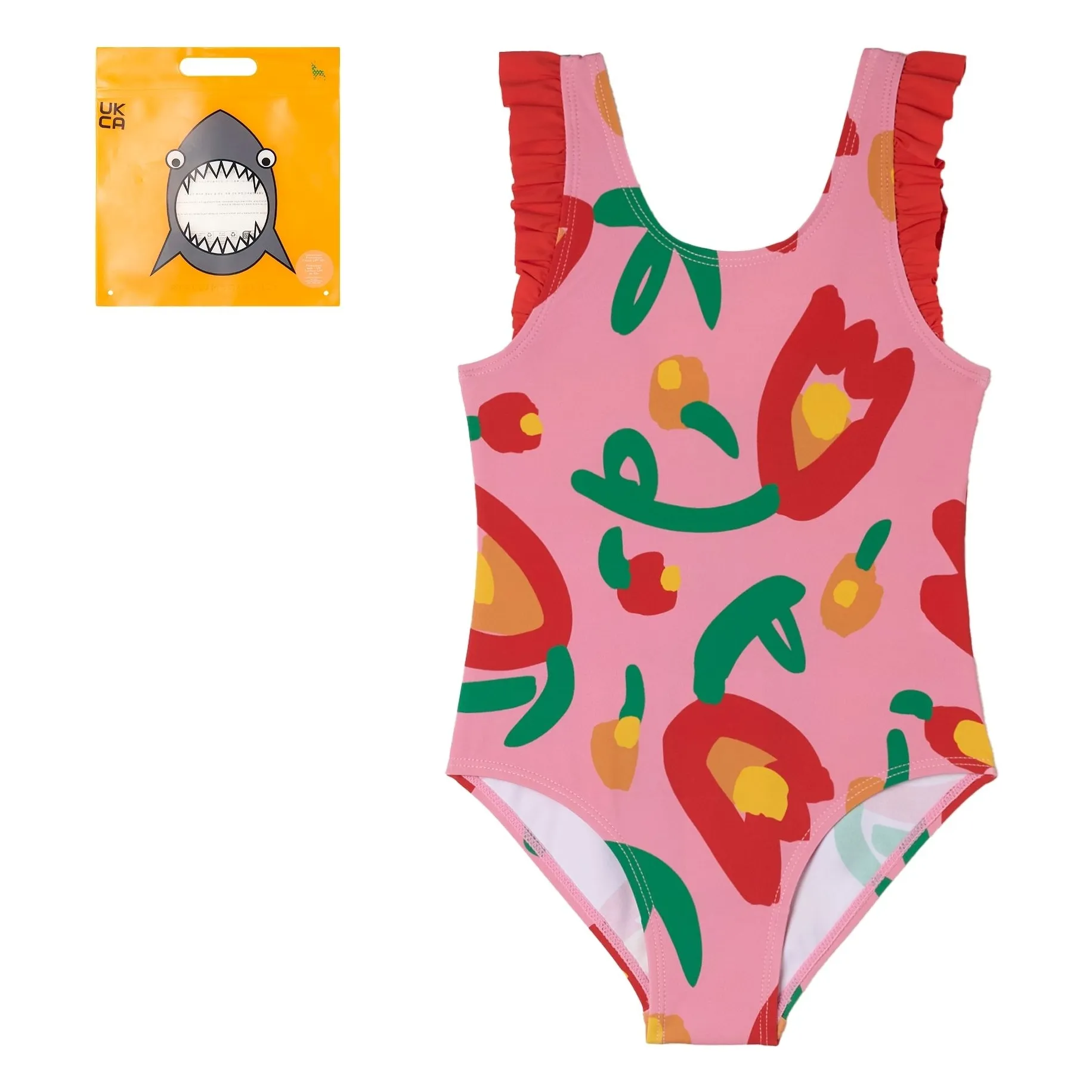 Stella Mccartney Kids Girls Pink Flower Swimsuit