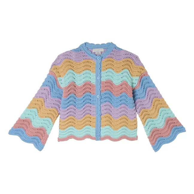 Gilet Crochet Coton Bio | Bleu