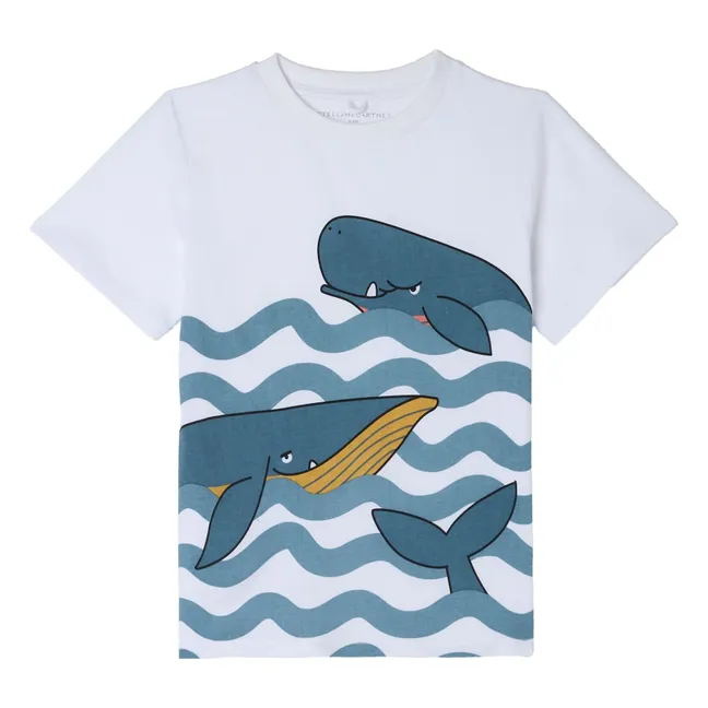 T-shirt Vagues et Baleines Coton Bio | Bleu