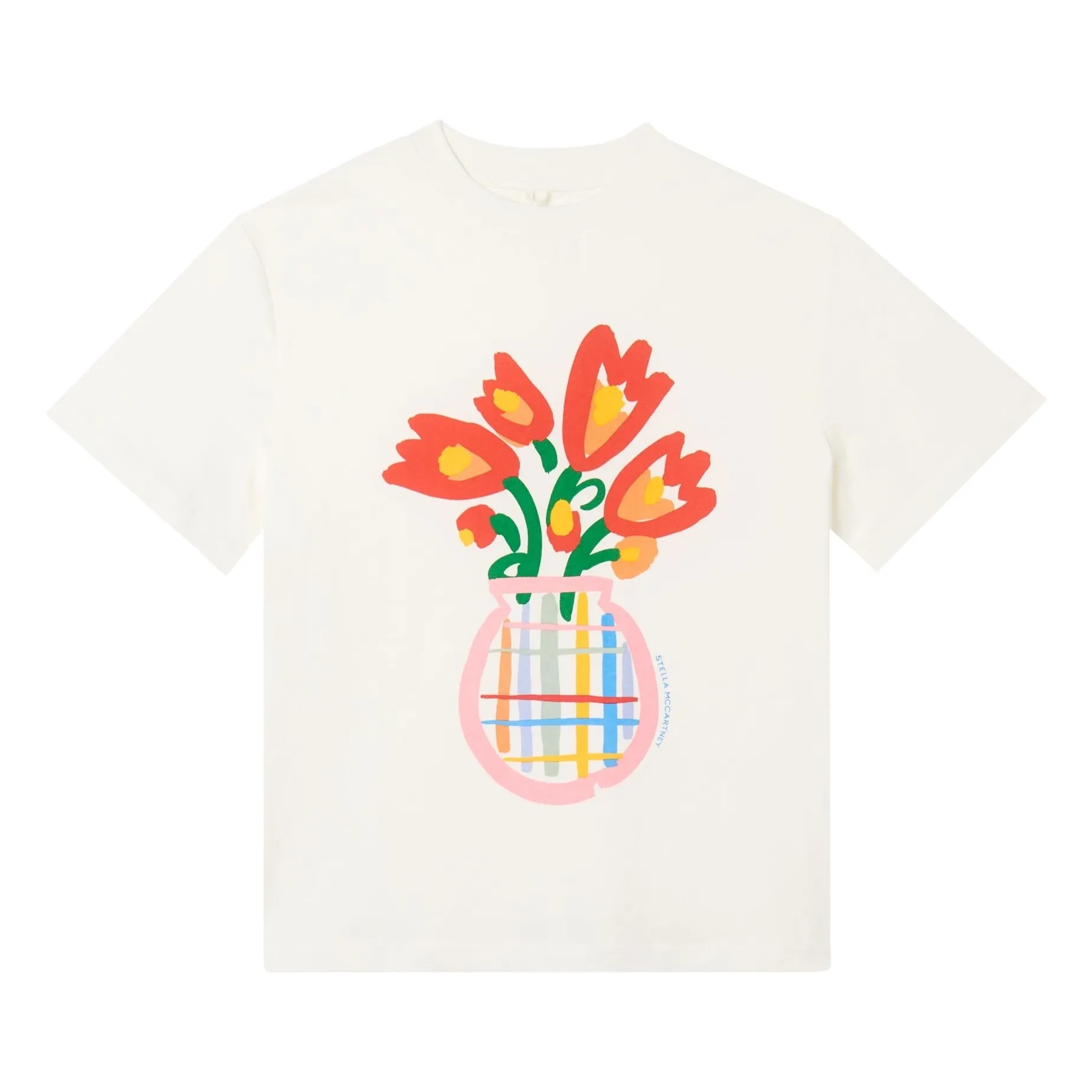 Stella Mccartney Kids Girls Ivory Organic Cotton Flower Bouquet T-Shirt