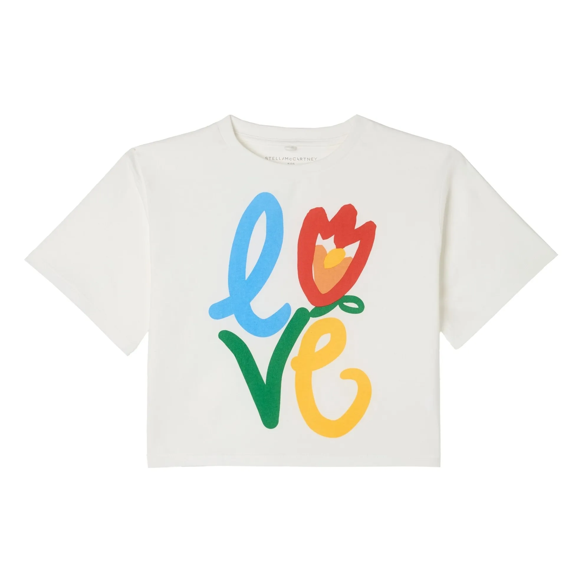 Stella Mccartney Kids Girls Ivory Love Organic Cotton T-Shirt