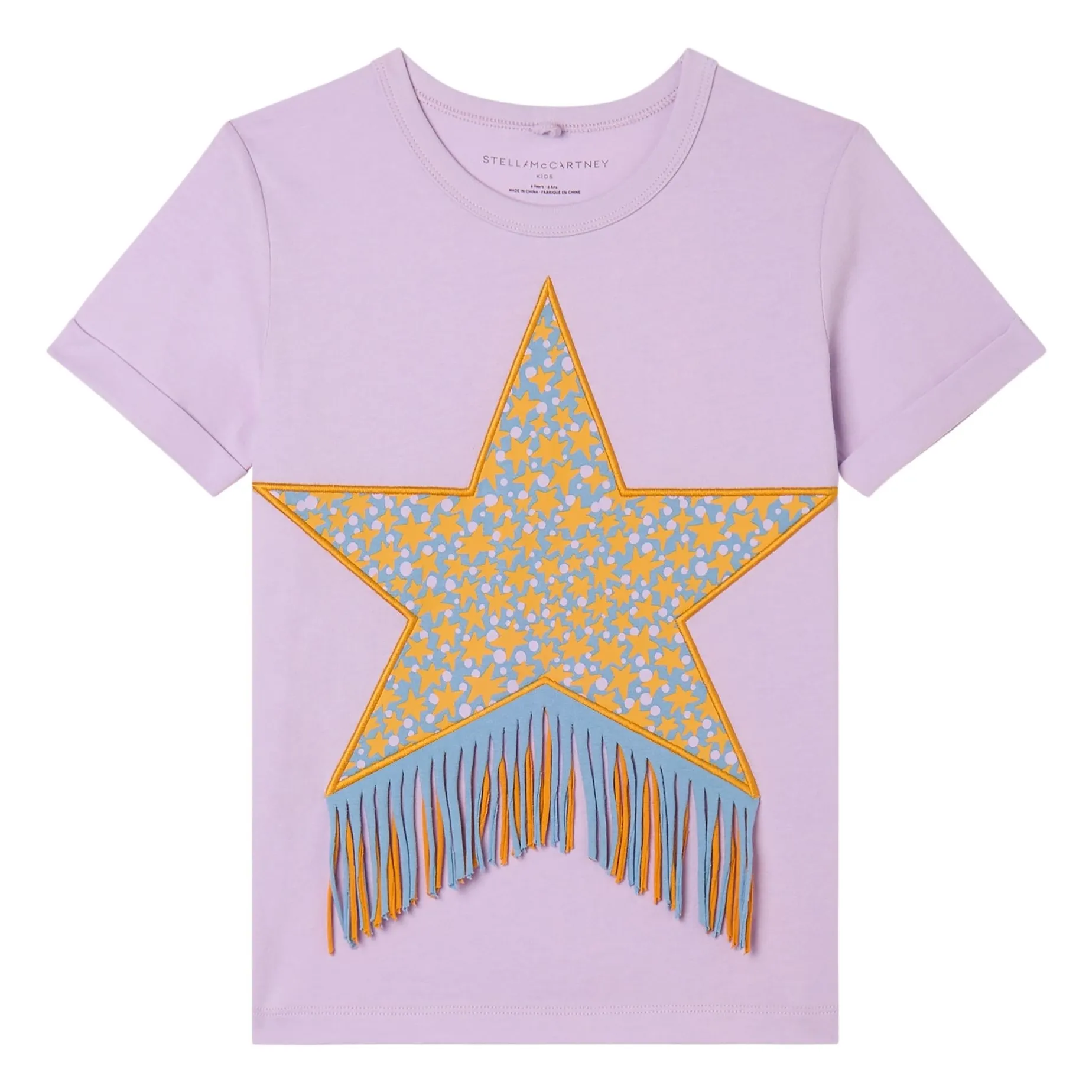 Stella Mccartney Kids Girls Mauve Etoile Franges T-Shirt