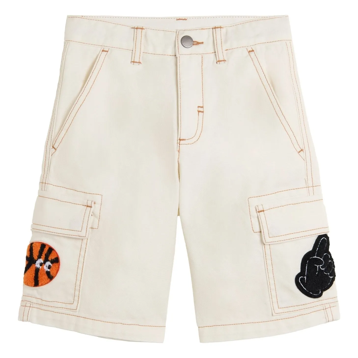 Stella Mccartney Kids Boys Ivory Denim Cargo Organic Cotton Shorts