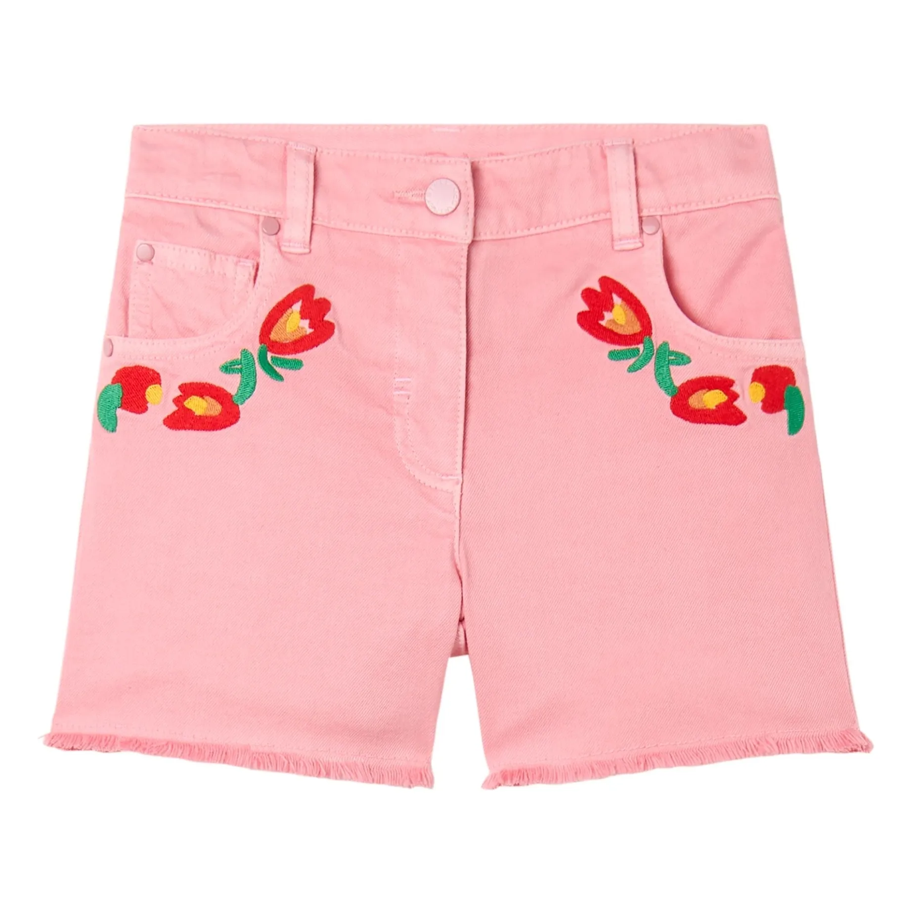 Stella Mccartney Kids Girls Pink Denim Flower Shorts