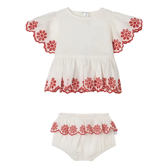 Ensemble Top et Bloomer Brodé Lin | Ivoire