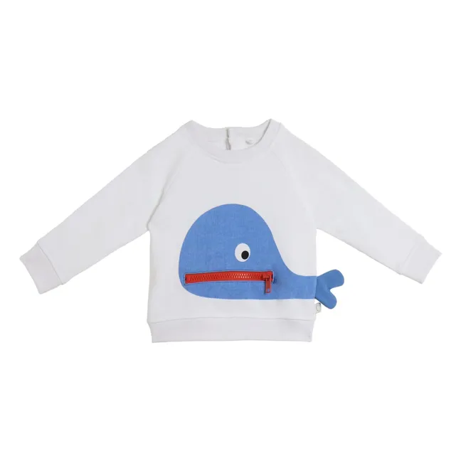 Whale Zip Sweat | White