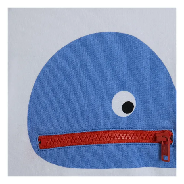 Whale Zip Sweat | White