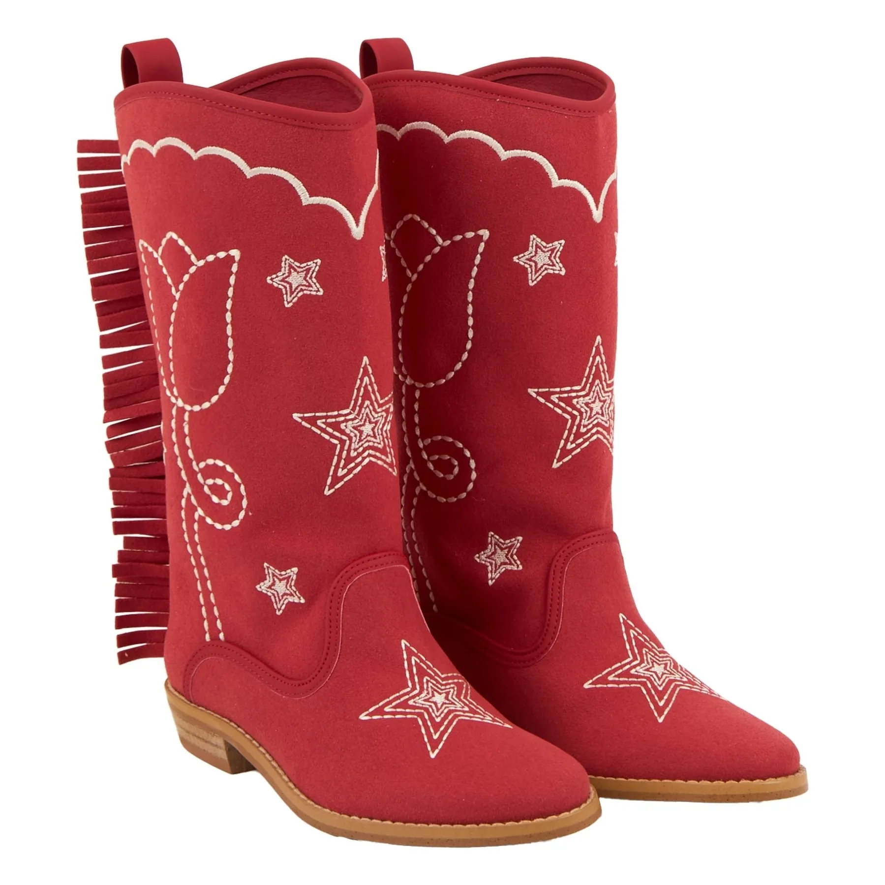 Stella Mccartney Kids Red Fringed Santiags
