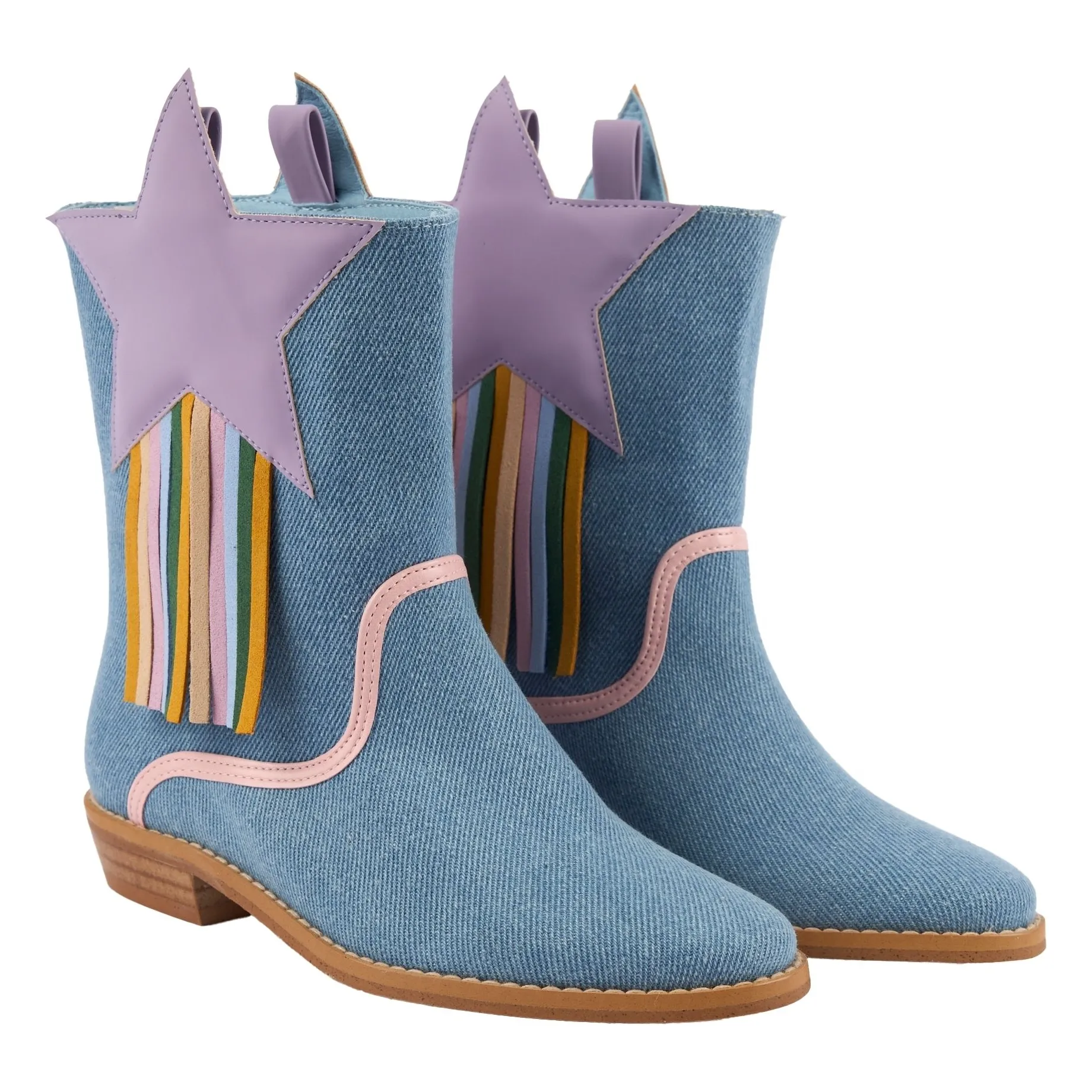 Stella Mccartney Kids Blue Etoile Organic Cotton Boots