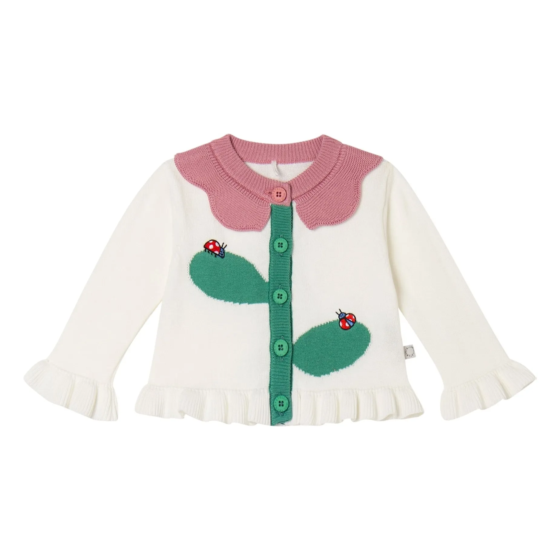 Stella Mccartney Kids Ivory Organic Cotton Flower Cardigan