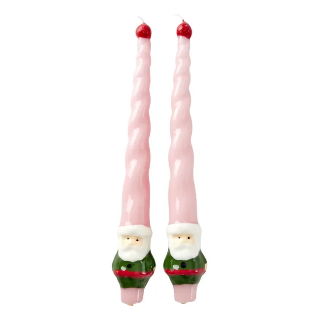 Bougies Père Noël - Set de 2 | Rose pâle