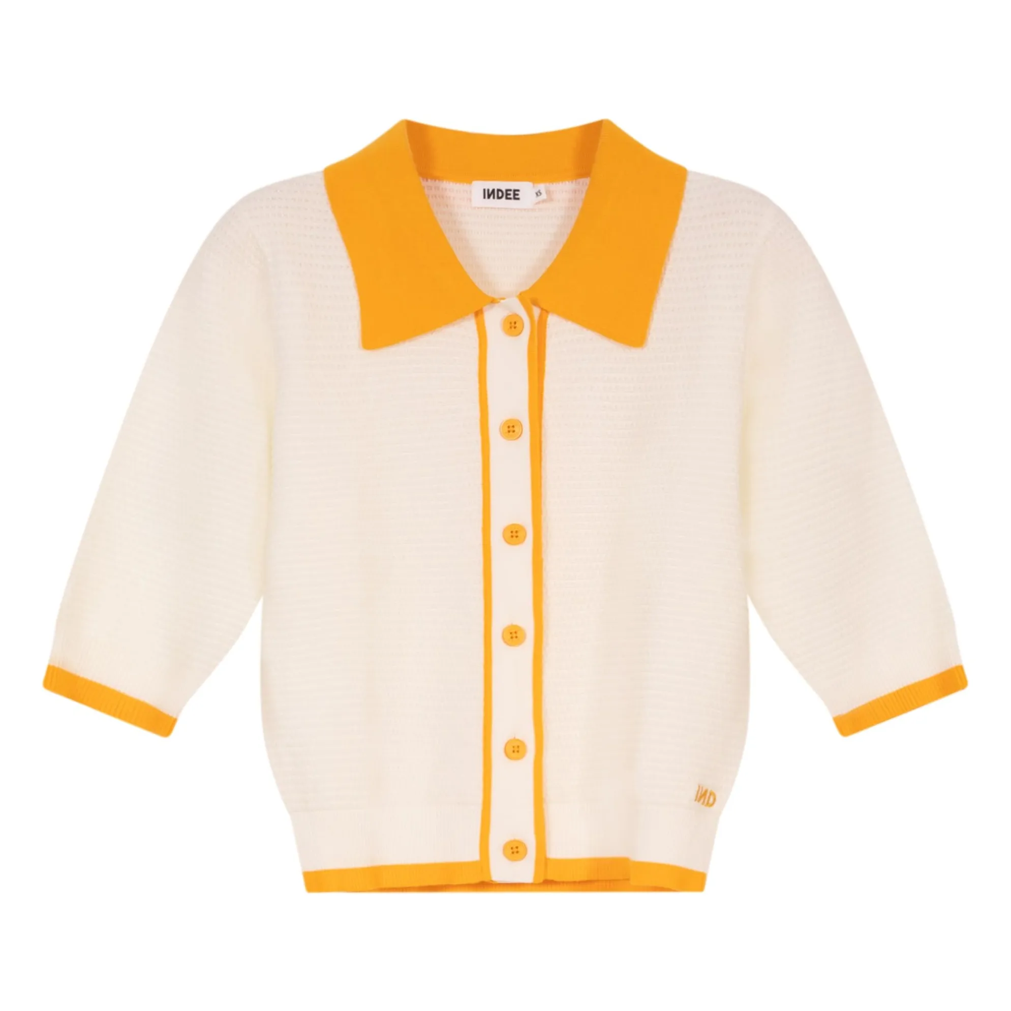 Indee White Textured Contrast Edge View Polo Shirt
