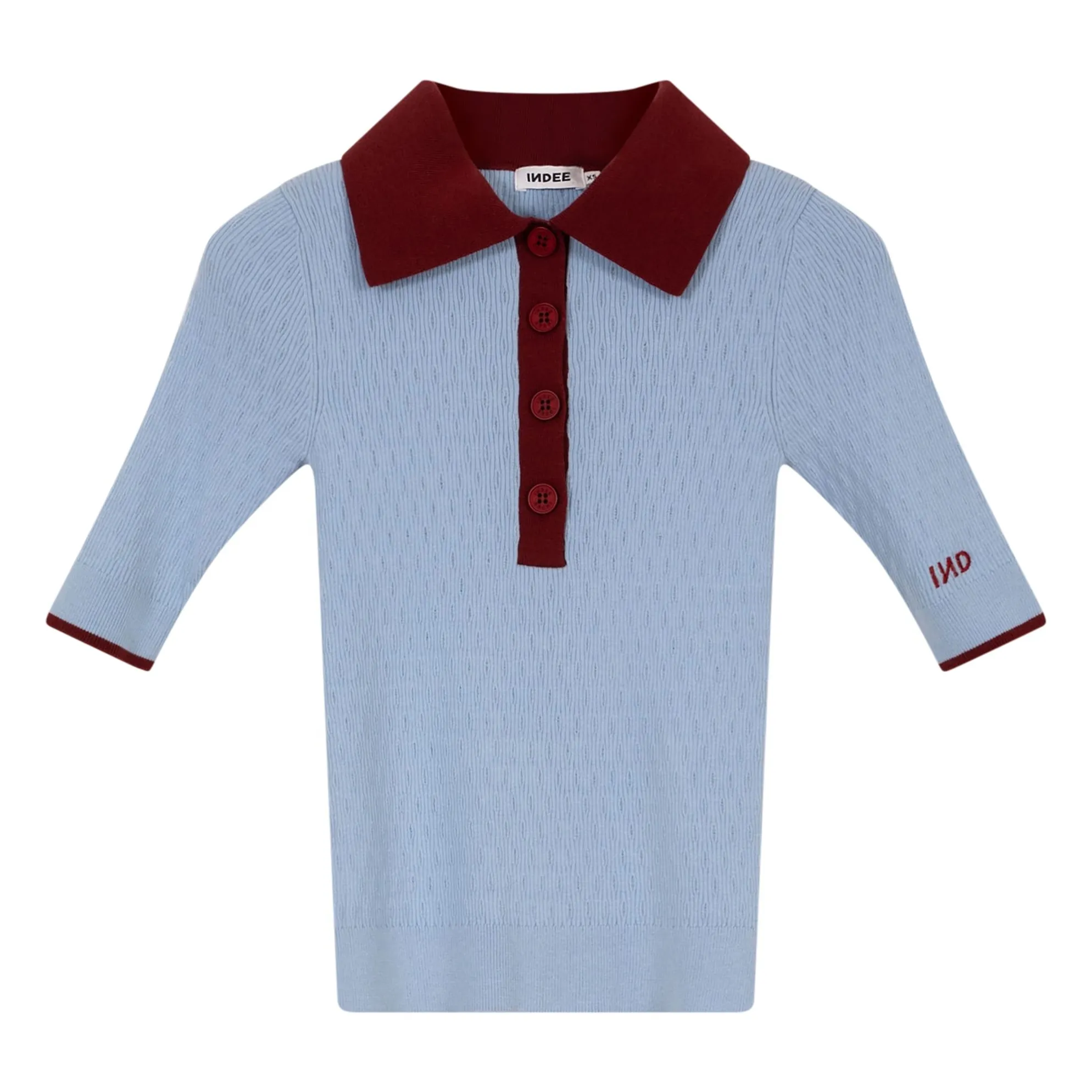 Indee Light Blue Ribbed Polo Shirt Vietnam