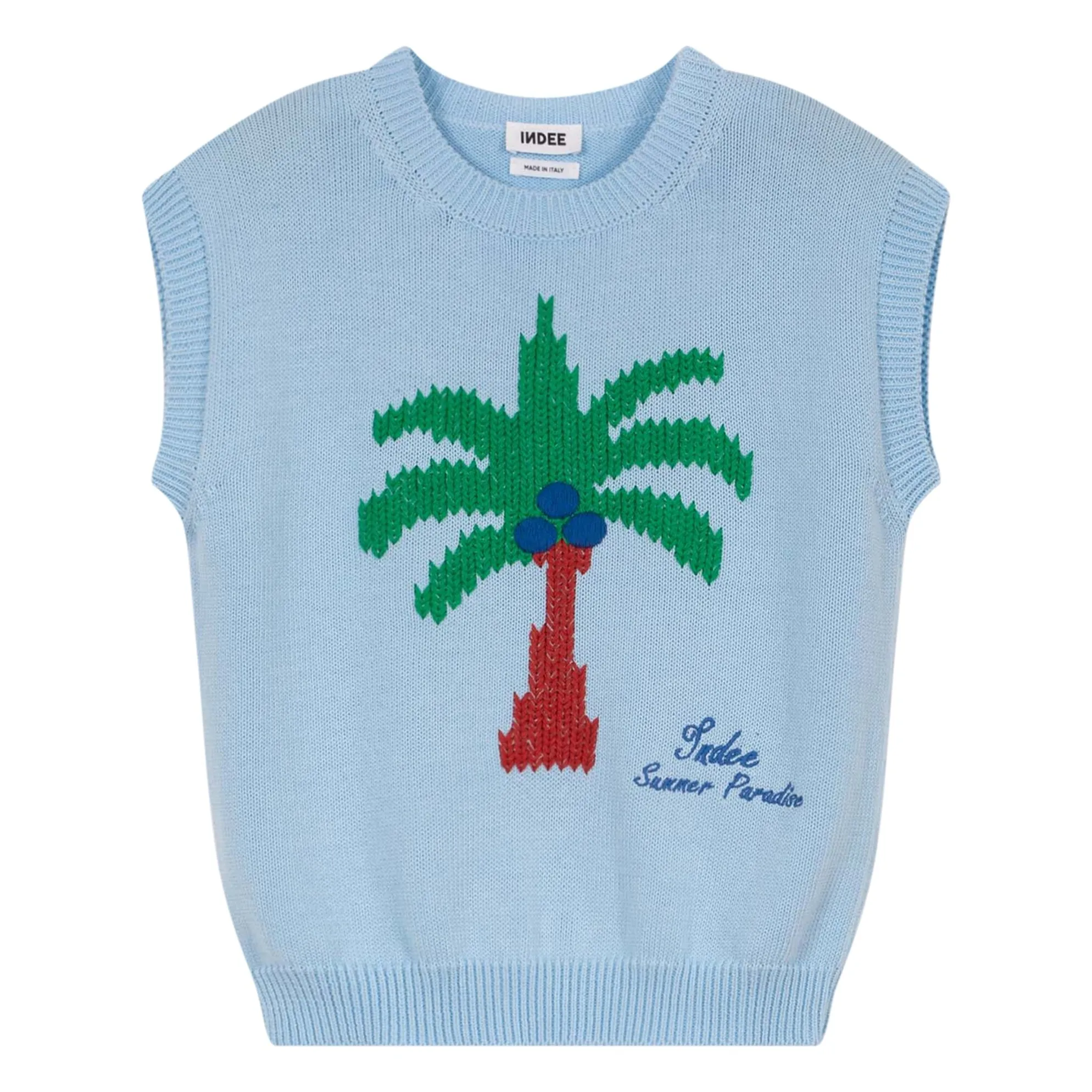 Indee Light Blue Sleeveless Vaucluse Palm Sweater