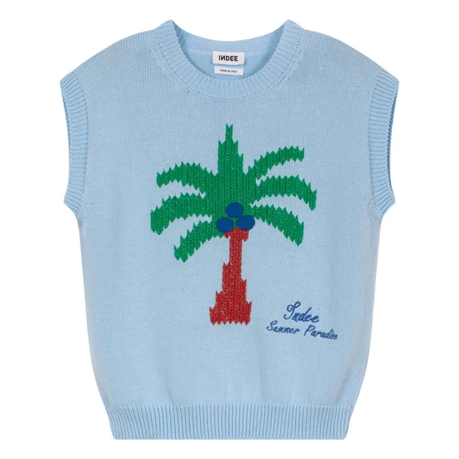 Pull Sans Manches Vaucluse Palmier | Bleu ciel