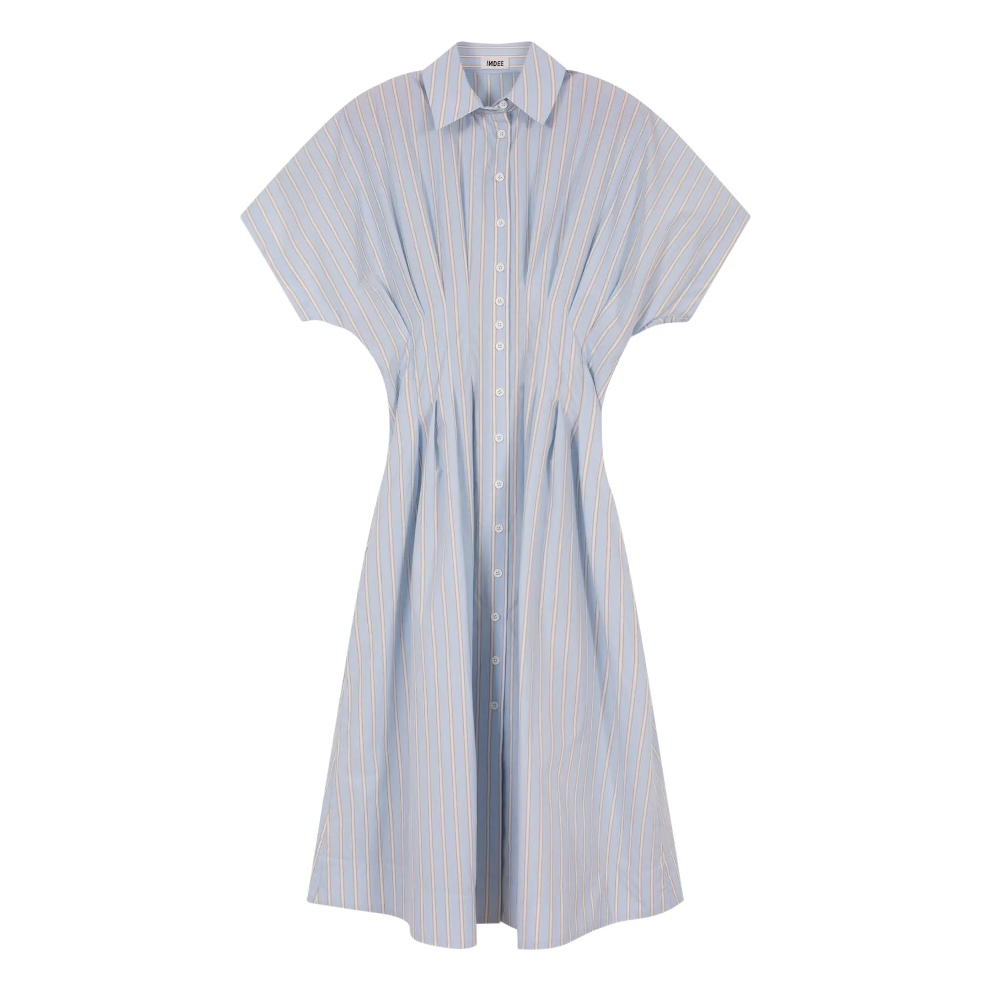 Indee Light Blue Striped Valois Shirt Dress
