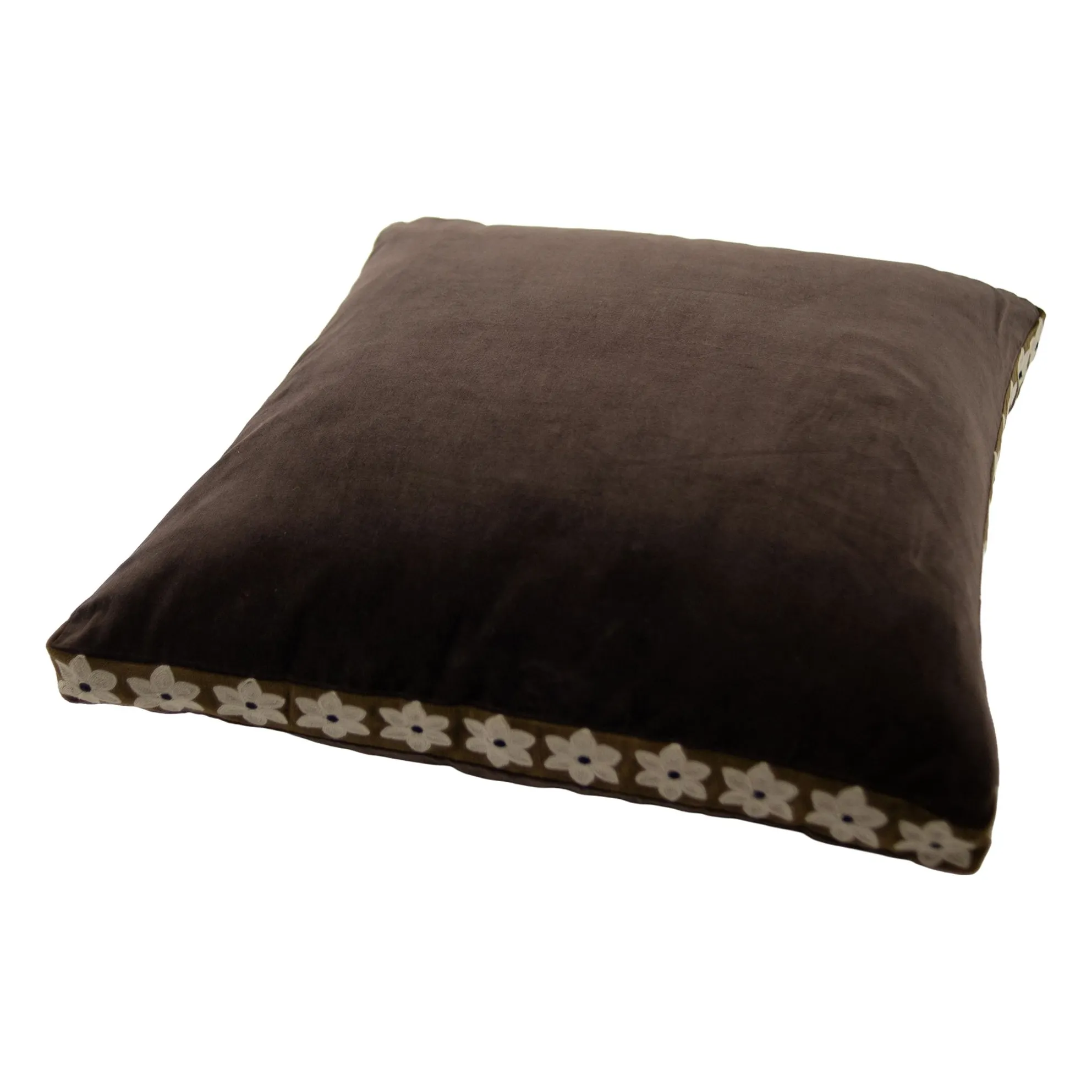 Olsson & Jensen Taupe Brown Daisy Velvet Cushion Cover