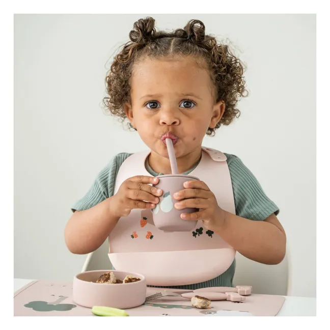 Gobelets avec paille Tiny Farm - Set de 2 | Rose