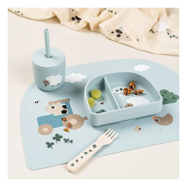 Tazas Tiny Farm con pajita - Lote de 2 | Azul
