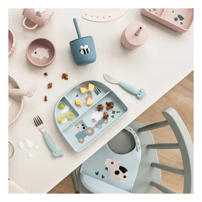 Tazas Tiny Farm con pajita - Lote de 2 | Azul