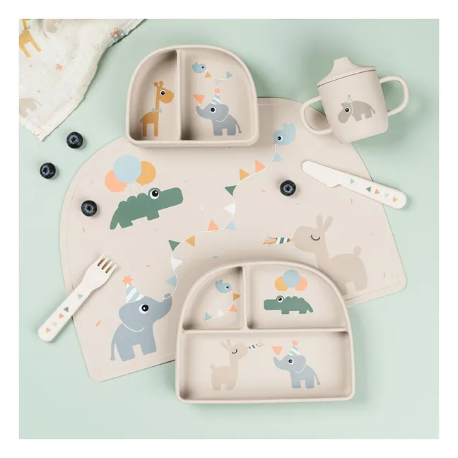 Celebration compartmentalized plate with suction cup | Sand