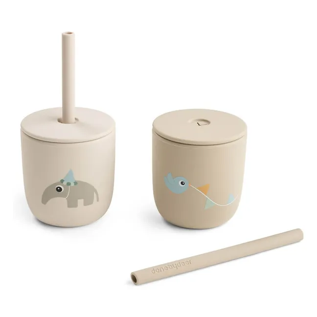 Gobelets avec paille Celebration - Set de 2 | Sable