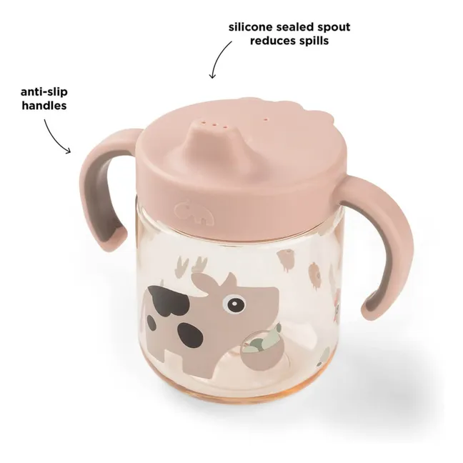 Tasse d'apprentissage en tritan Tiny Farm | Rose