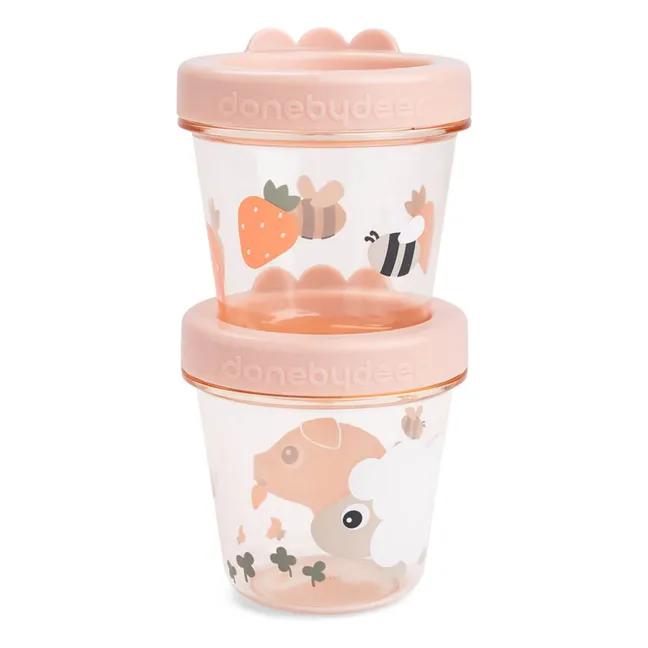 Scatole per il pranzo in tritan di Tiny Farm - Set di 2 pezzi | Rosa