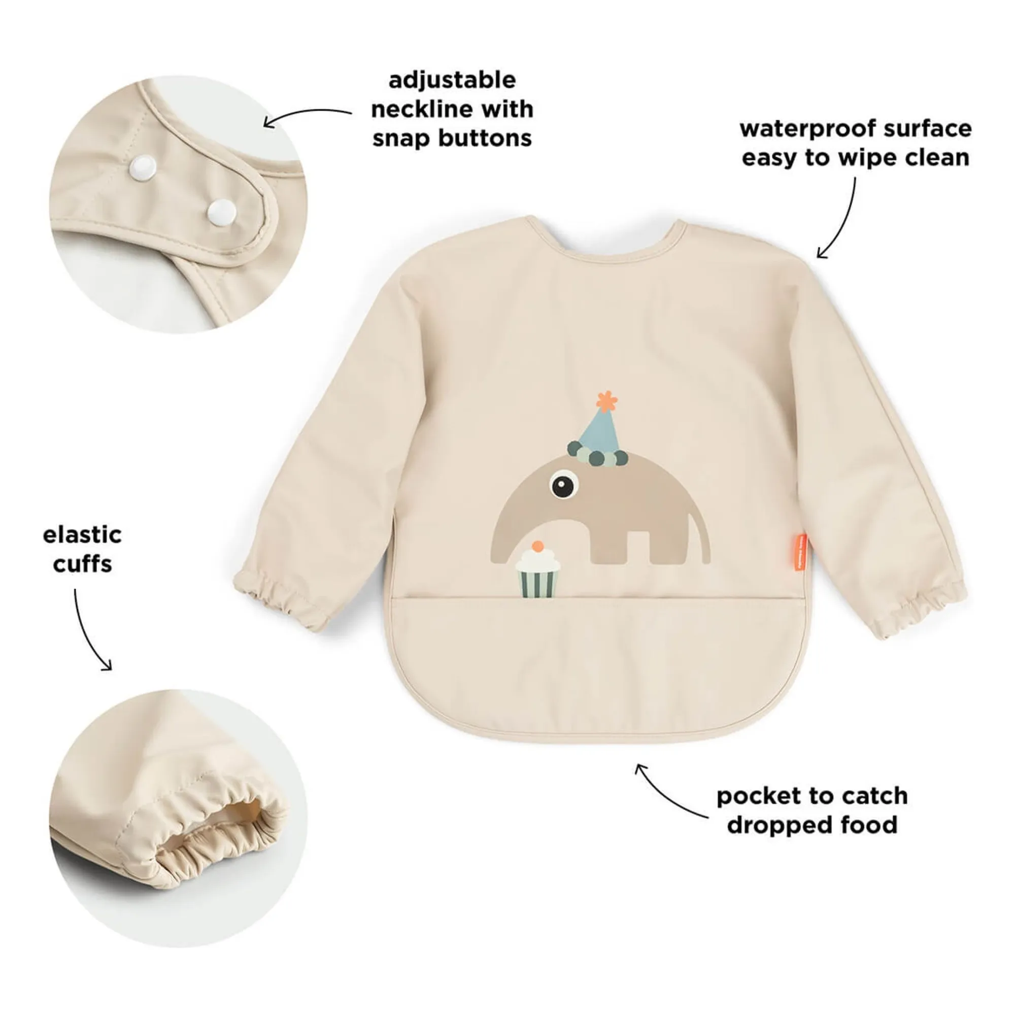 Celebration bib with sleeves | Sand- Product image n°2