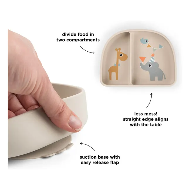 Celebration compartmentalized bowl with suction cup | Sand