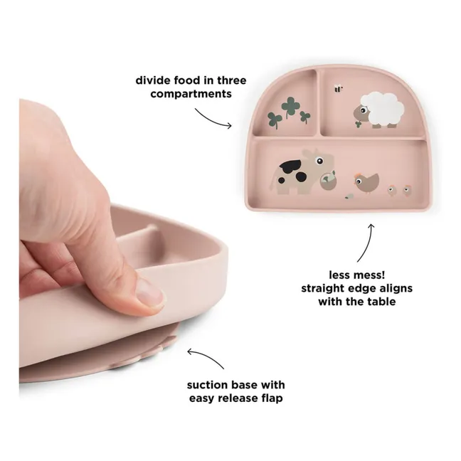 Assiette compartimentée avec ventouse Tiny Farm | Sable