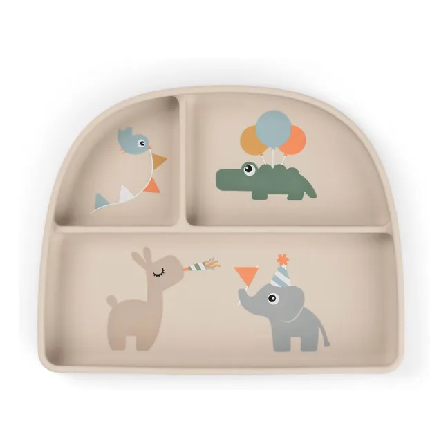 Celebration compartmentalized plate with suction cup | Sand