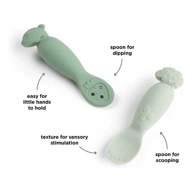 Cuillères d'apprentissage Tiny Farm - Set de 2 | Vert