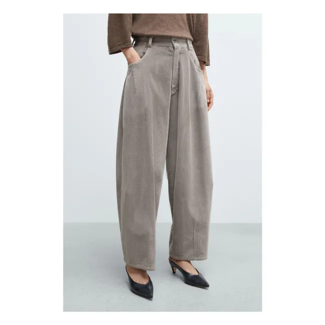 Baggy-Hose aus geripptem Velours | Grau