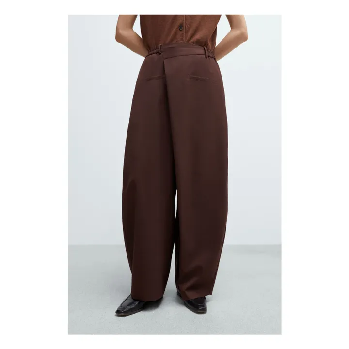 Pantalón sastre de lana con doble botonadura | Burgundy- Imagen del producto n°1