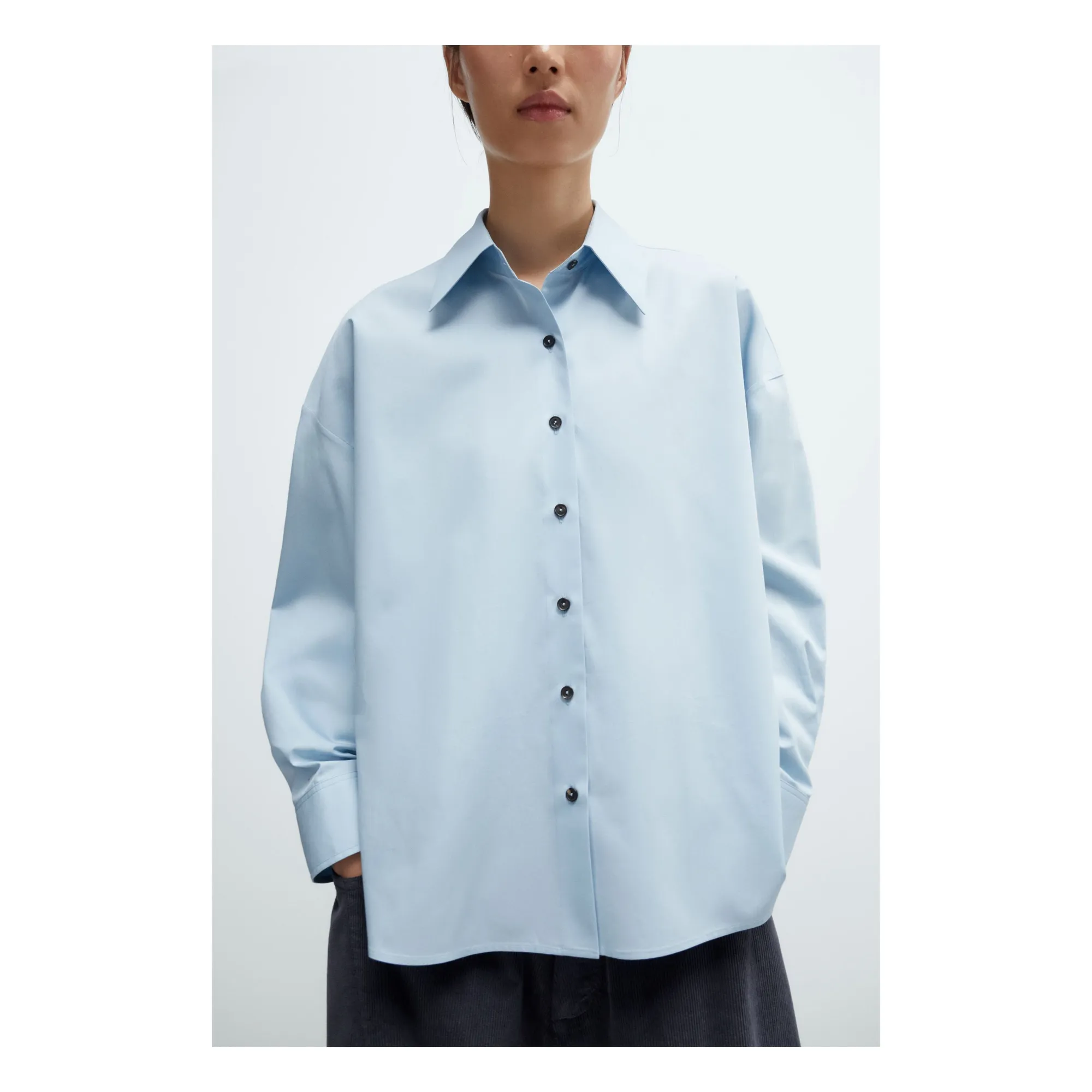 Chemise Oversized Coton | Bleu ciel- Image produit n°1
