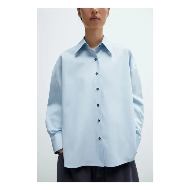Cotton Oversized Shirt | Light blue