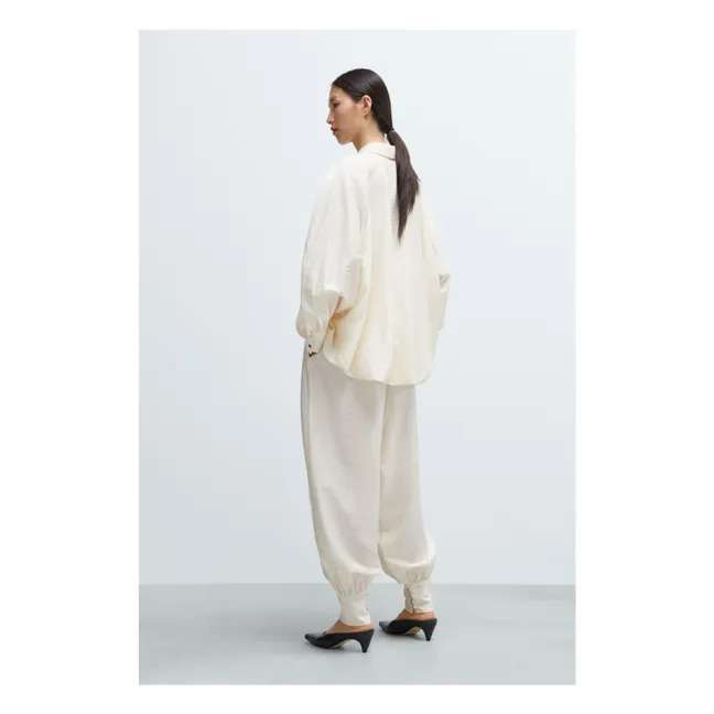 Blusa de manga globo Marfil | Crema