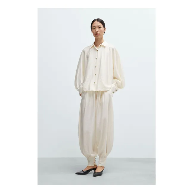 Bluse Ballonärmel Marfil | Cremefarben