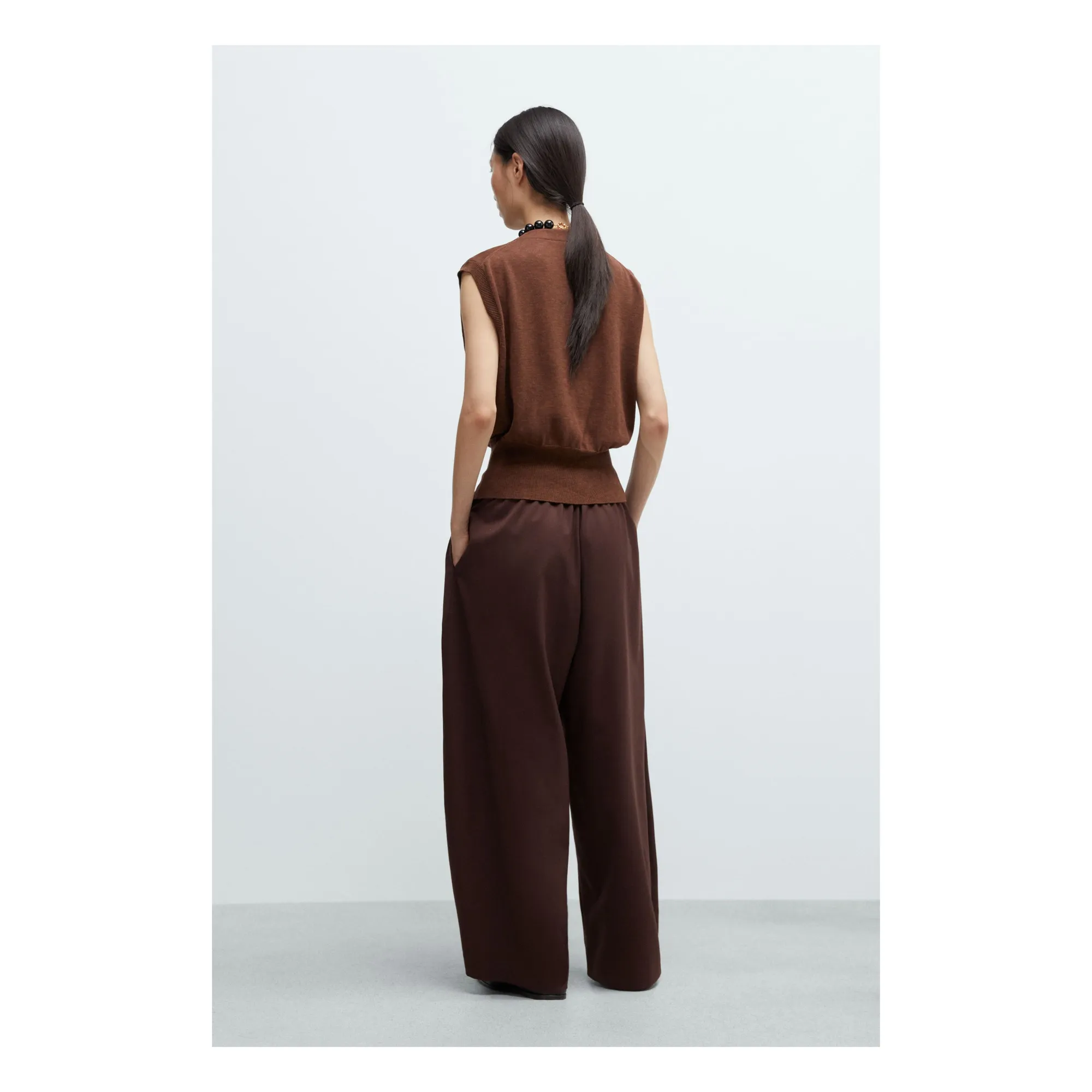 Gilet Sans Manches Coton | Marron- Image produit n°3
