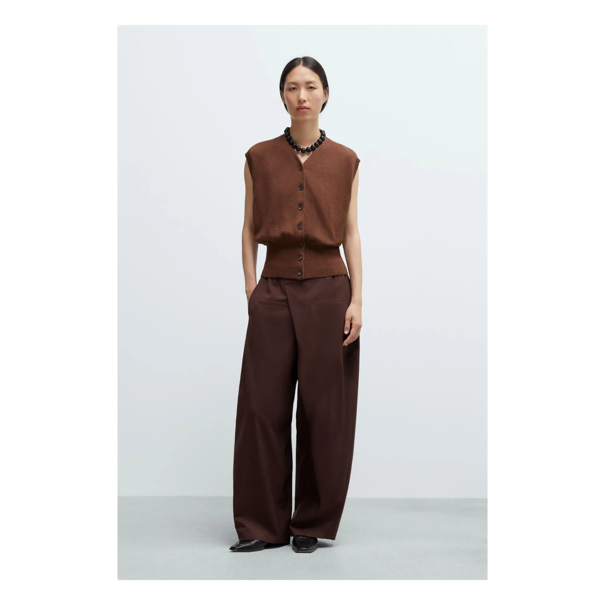 Gilet Sans Manches Coton | Marron- Image produit n°2