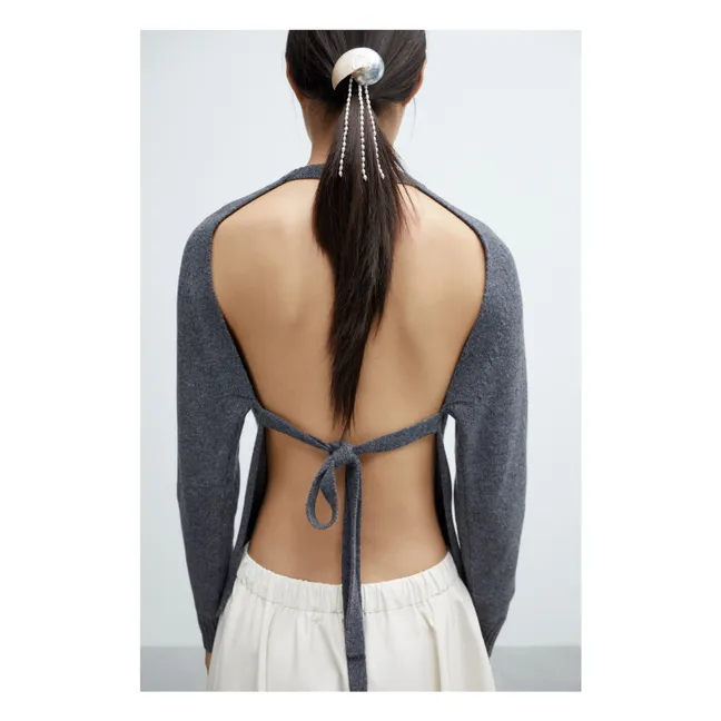 Pull Dos Nu Laine Mérinos | Gris