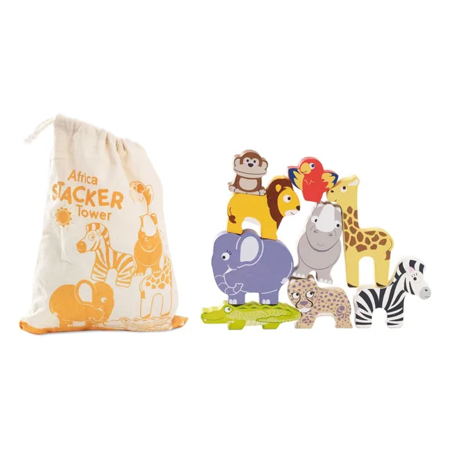 Juego de equilibrio con animales africanos