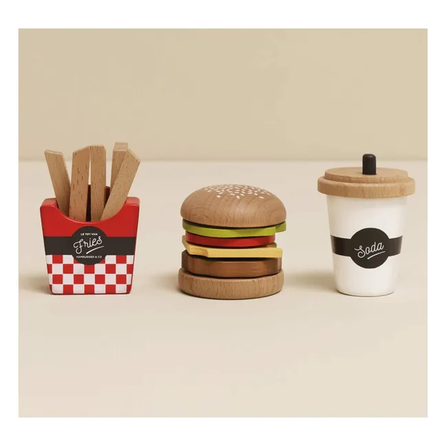 Hamburger, frites et sodas