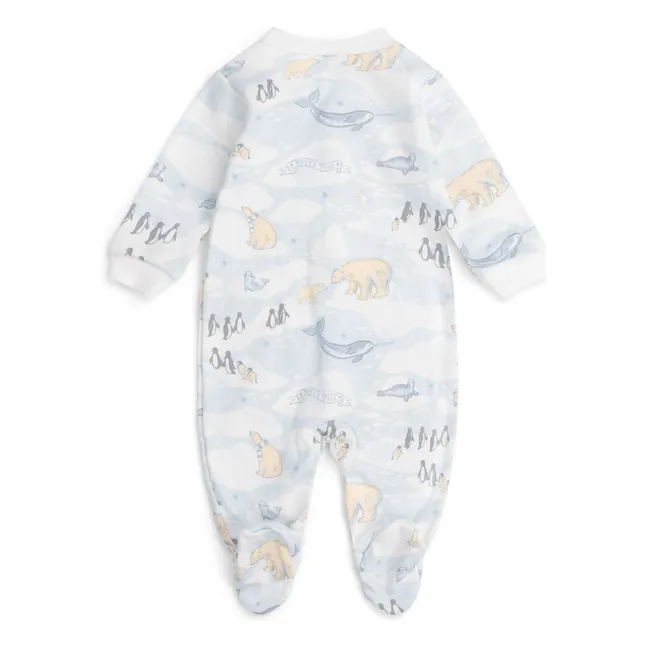 Pyjama avec pieds Ski Coton Bio | Bleu