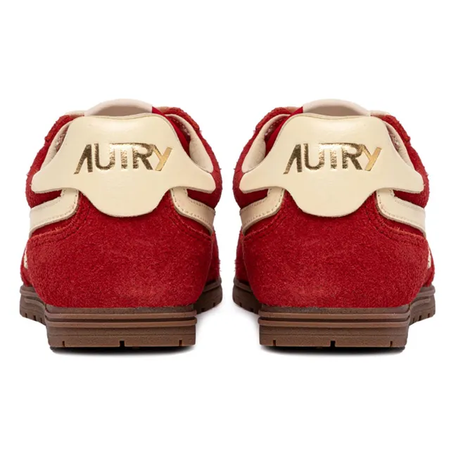 Windspin Low Two-tone Suede and Leather Basket | Red