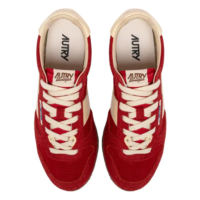 Windspin Low Two-tone Suede and Leather Basket | Red